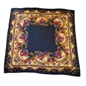 Smithsonian Institution 100% Wool Scarf Made in Italy Oversized 54" Floral